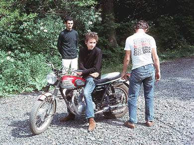 Bob Dylan on his Triumph motorcycle